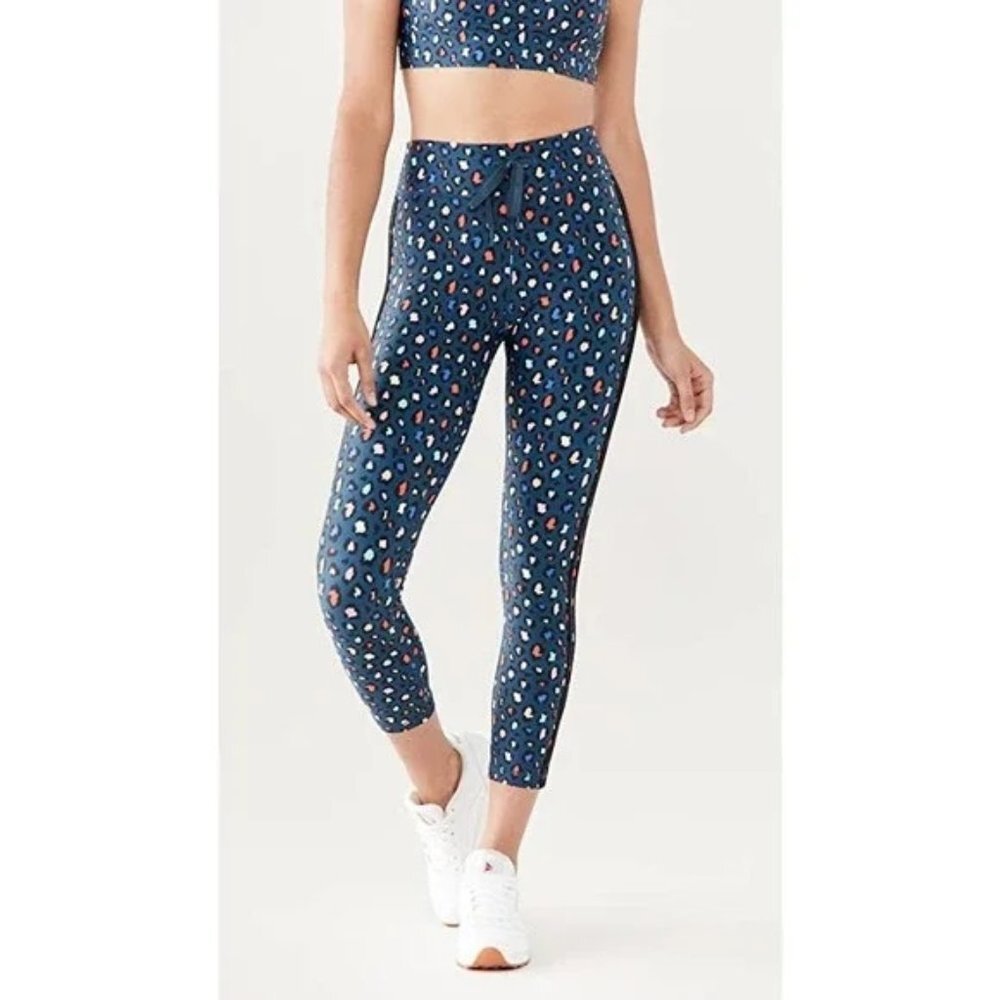 The Upside Jewel Leo Midi Pants Leggings‎ Teal Leopard Print Size 6